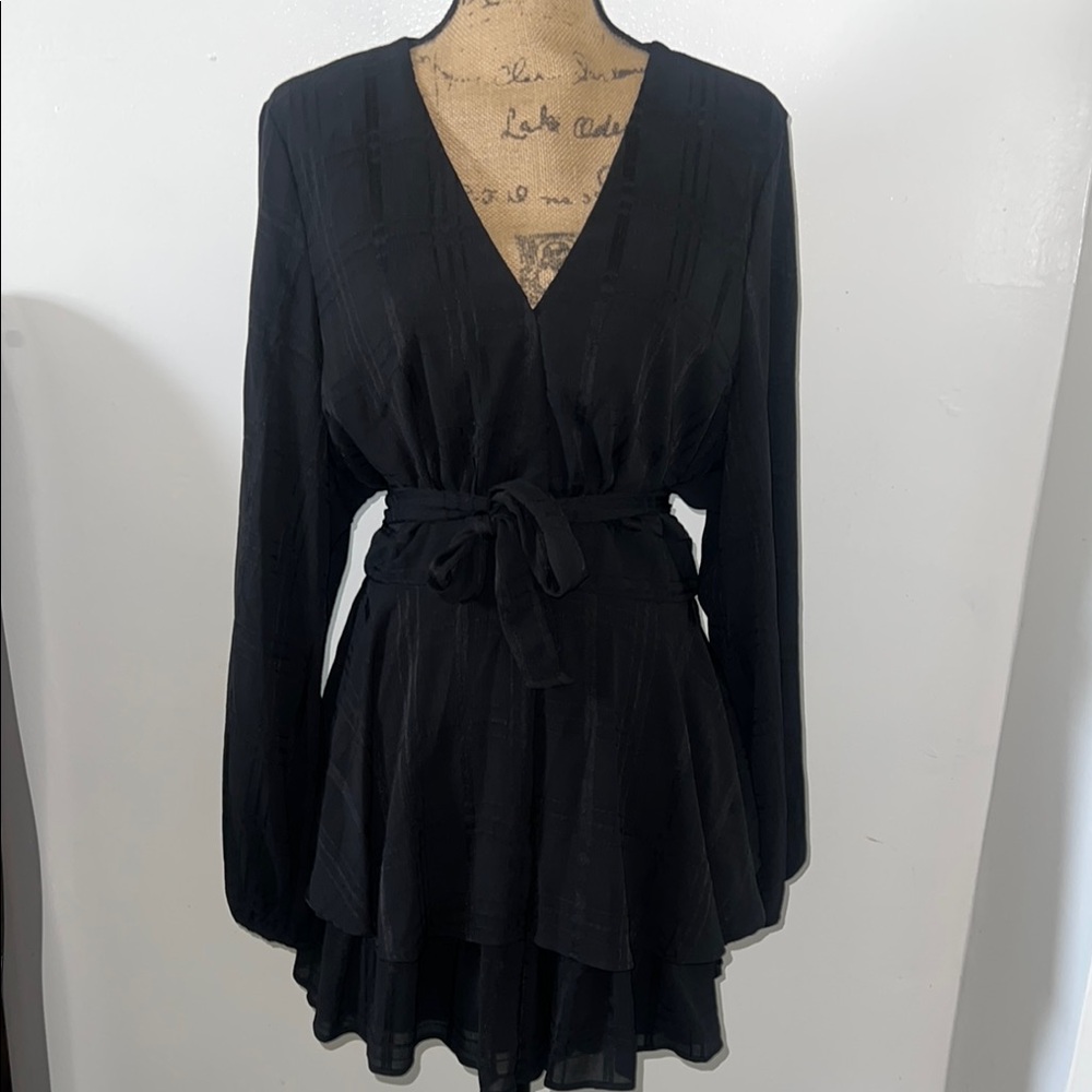 Princess Polly Black Long Sleeve Wrap Romper